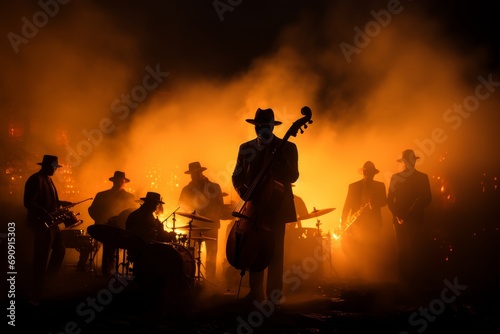 jazz band giving a concert in the evening