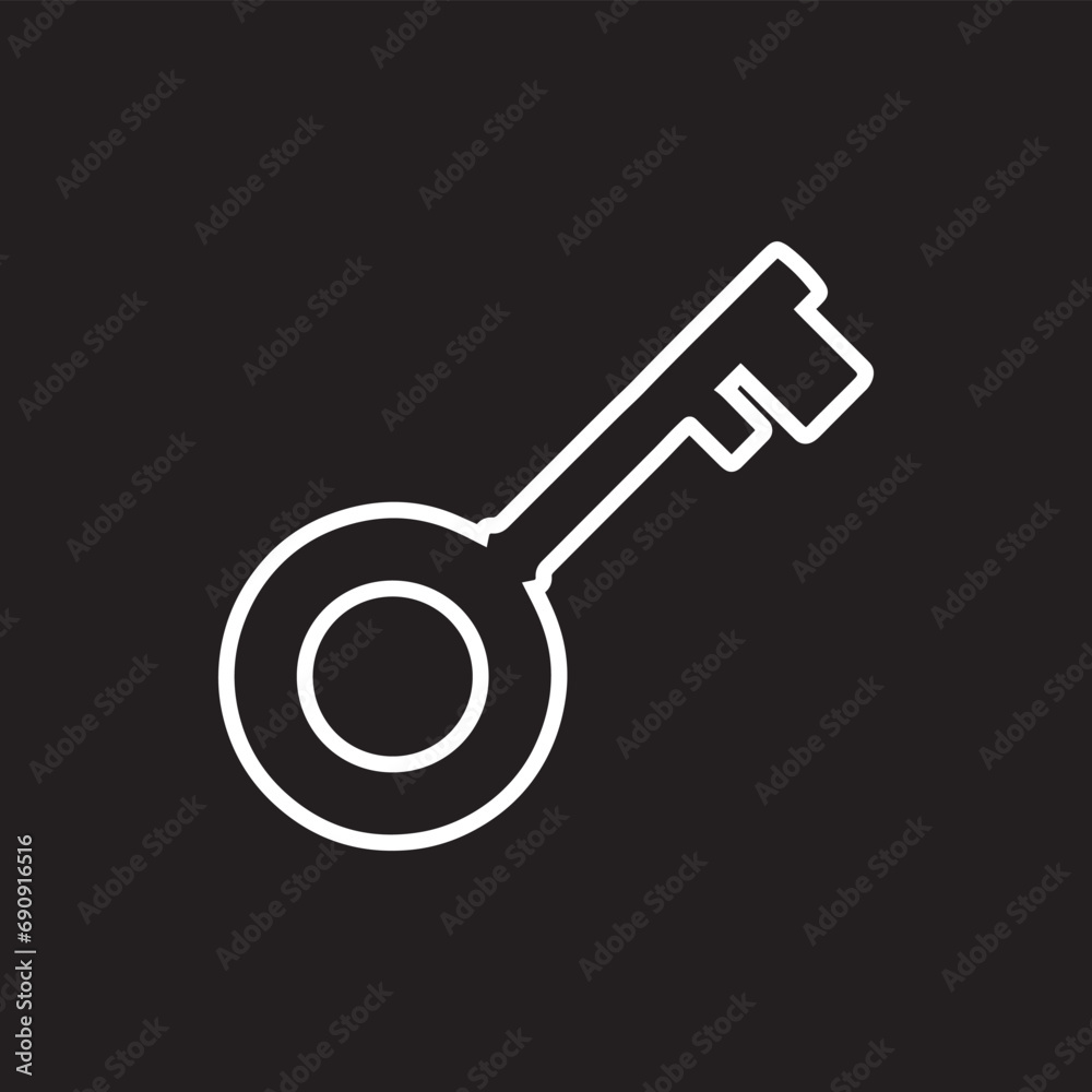 Key icon vector. Key logo design. Key vector icon illustration isolated on black background Key icon vector. Key logo design. Key vector icon illustration isolated on black background