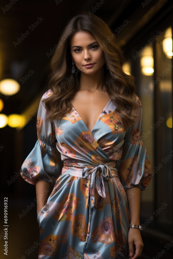 Beautiful and elegant woman in a dress