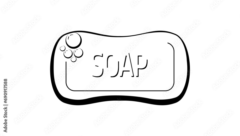 Bar soap, monochrome black and white illustration Bar soap, monochrome black and white illustration