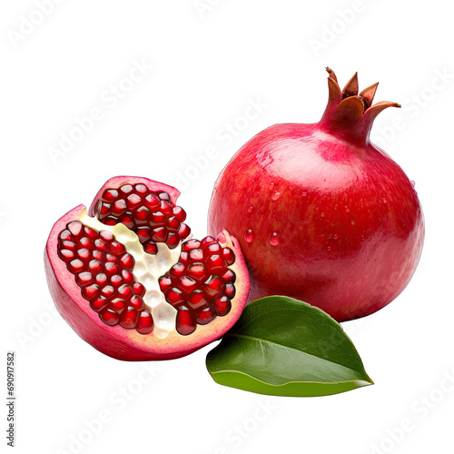 Pomegranate photograph isolated on white background