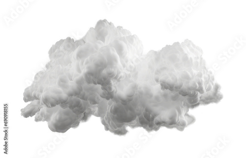 Fluffy white cloud with realistic details isolated on a transparent background. Generative AI