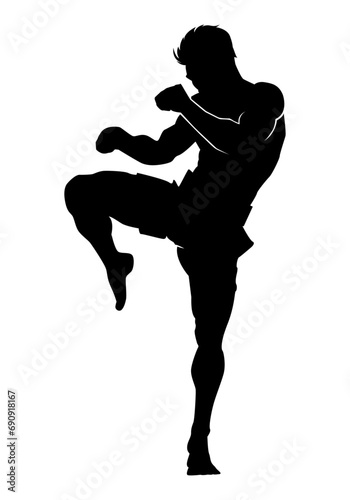 Thai boxing . Self-defense art on white background . martial arts body-vector