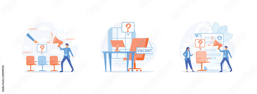 Open vacancy.Staff search. Recruitment. Open vacancy set flat vector modern illustration 