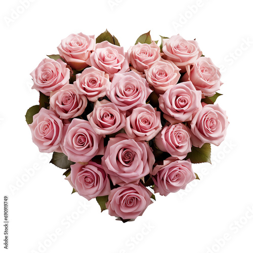 Heart shaped bouquet of pink roses. Ai Generate