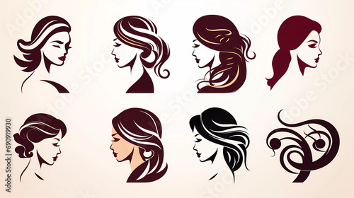 A set of logos for beauty salons and hair salons
