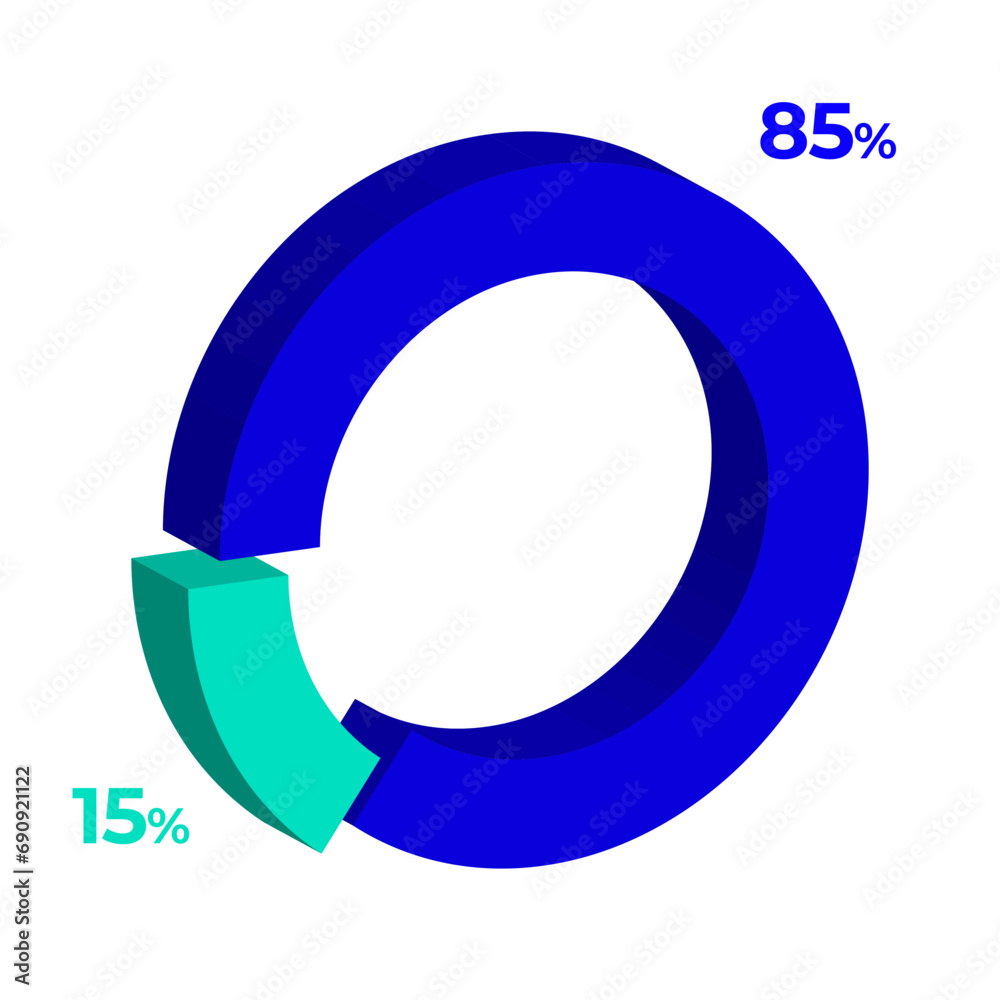 15 85 3d donut pie chart illustration eps vector