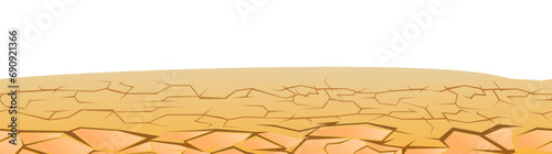 earth is cracked by drought. Scenery Landscape. Isolated on a white background. Fun cartoon style. Vector