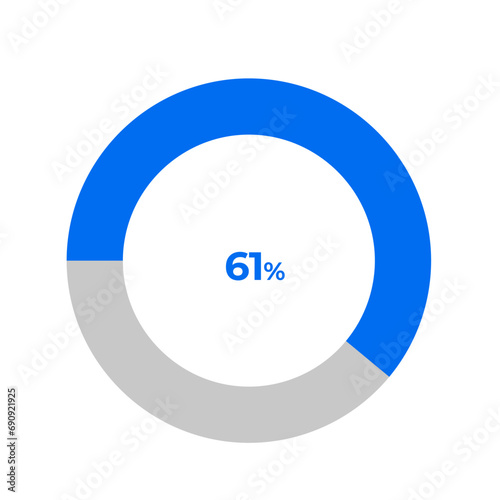 61 percent pie chart outline stroke vector illustration eps