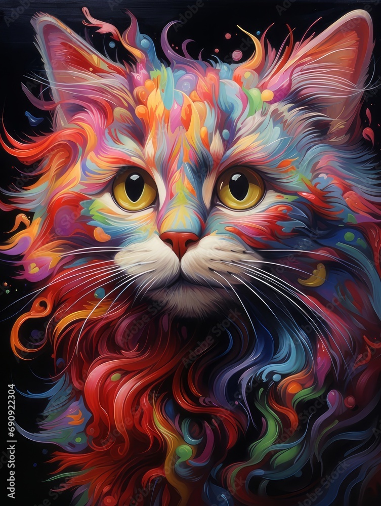 bright multi-colored kitten