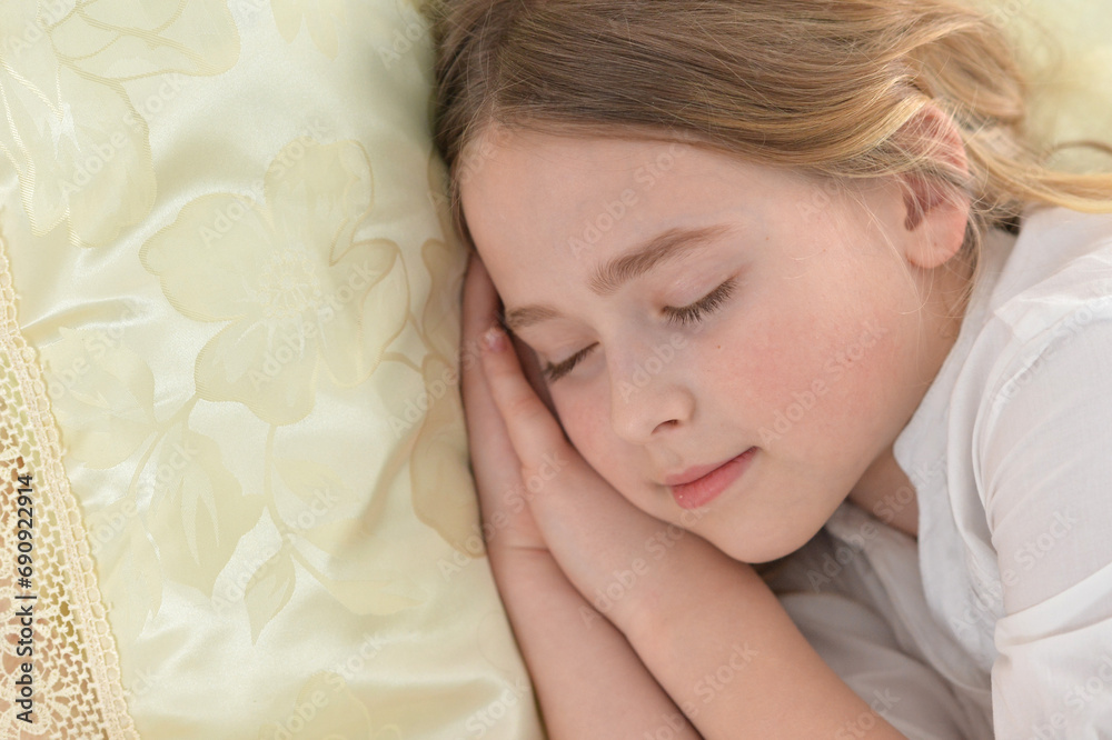 Adorable cute little girl sleeping in bed Adorable cute little girl sleeping in bed