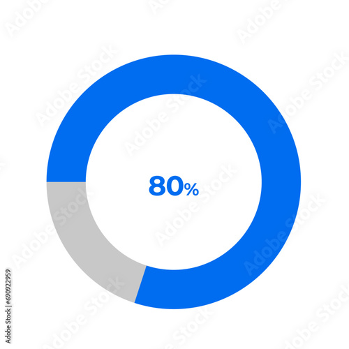 80 percent pie chart outline stroke vector illustration eps