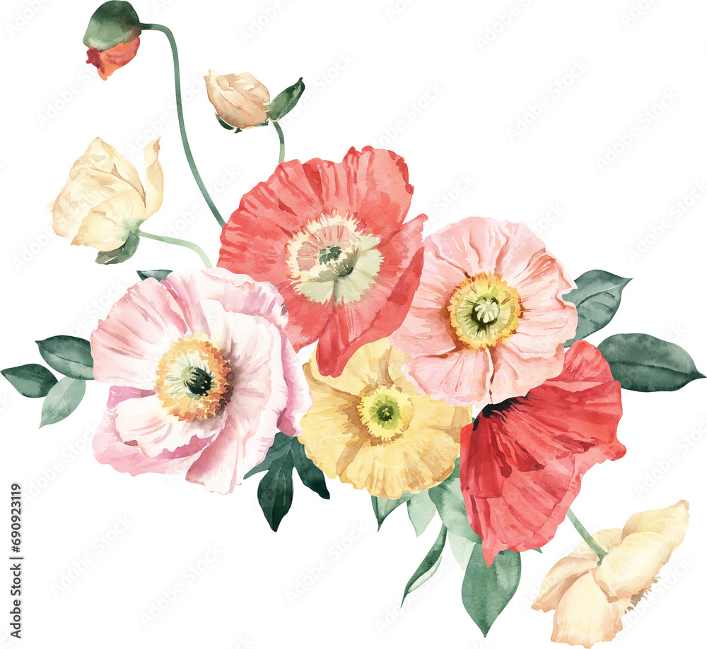 Watercolor Bouquet with Icelandic Poppies Watercolor Bouquet with Icelandic Poppies