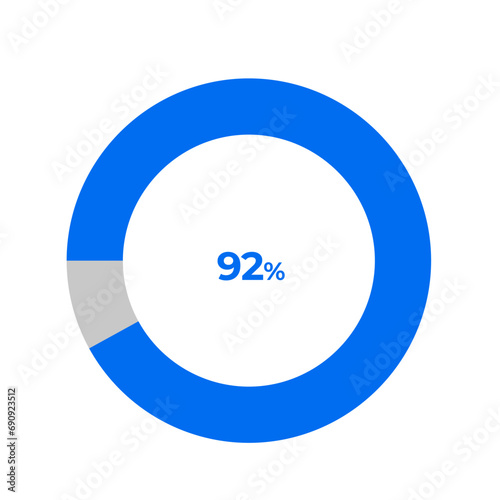 92 percent pie chart outline stroke vector illustration eps