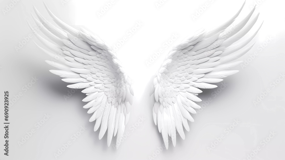 Obraz premium A white angel wings on a white background with a white background and a white background with a white background