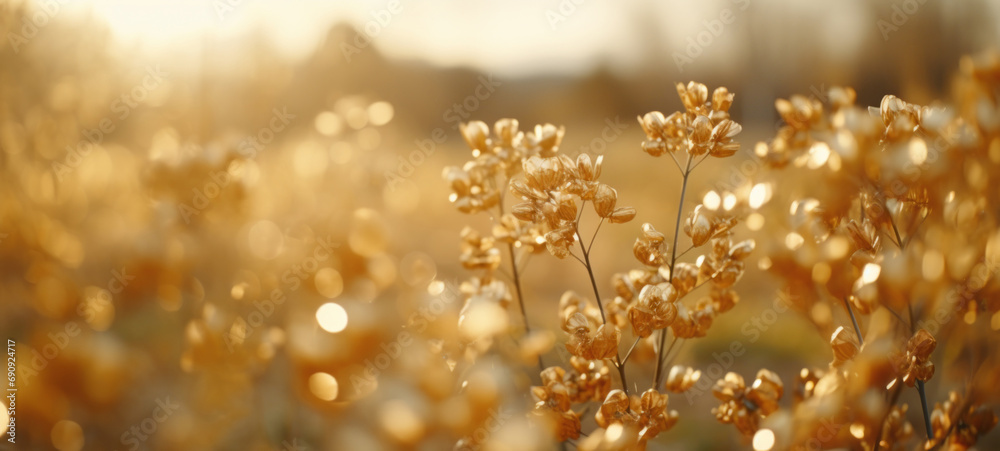 Blooming flower branch background with sunlight