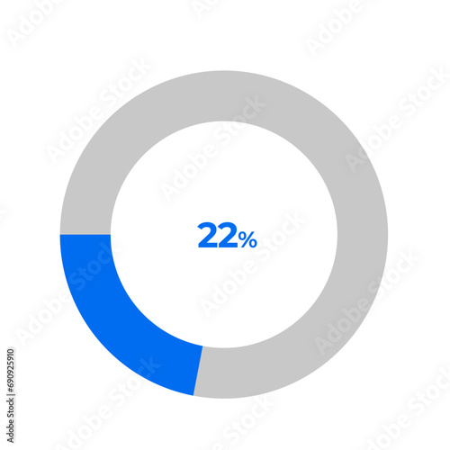22 percent pie chart outline stroke vector illustration eps