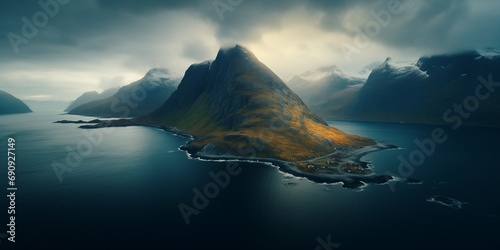 dramatic nordic landscape from drone