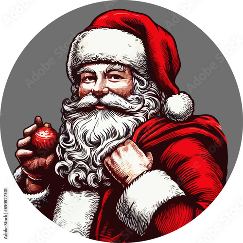 Picture of a cute Santa Claus who congratulates you on the New Year and the birth of Christ.