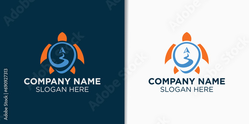 travel and turtle logo design