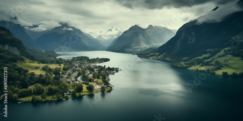 dramatic nordic landscape from drone photo