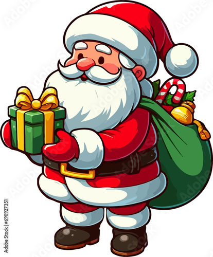 Picture of a cute Santa Claus who congratulates you on the New Year and the birth of Christ.