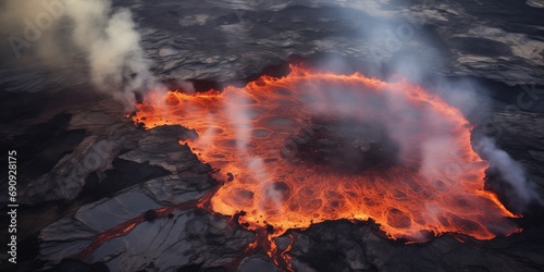 aerial view of volcanic landscape