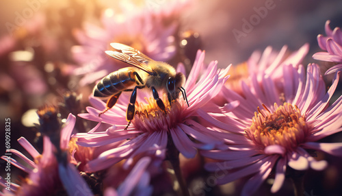Recreation of bee pollinating a flower photo