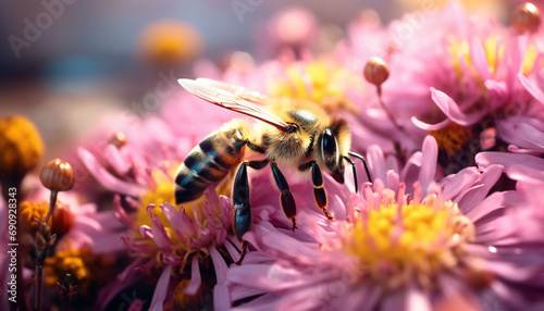 Recreation of bee pollinating a flower