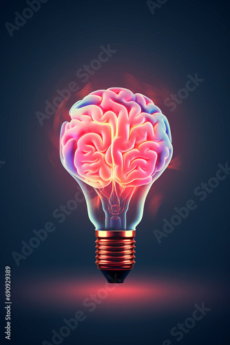 Creative brain and light bulb idea