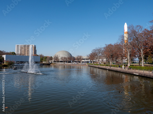 晩秋のつくば市中央公園の風景　茨城県つくば市