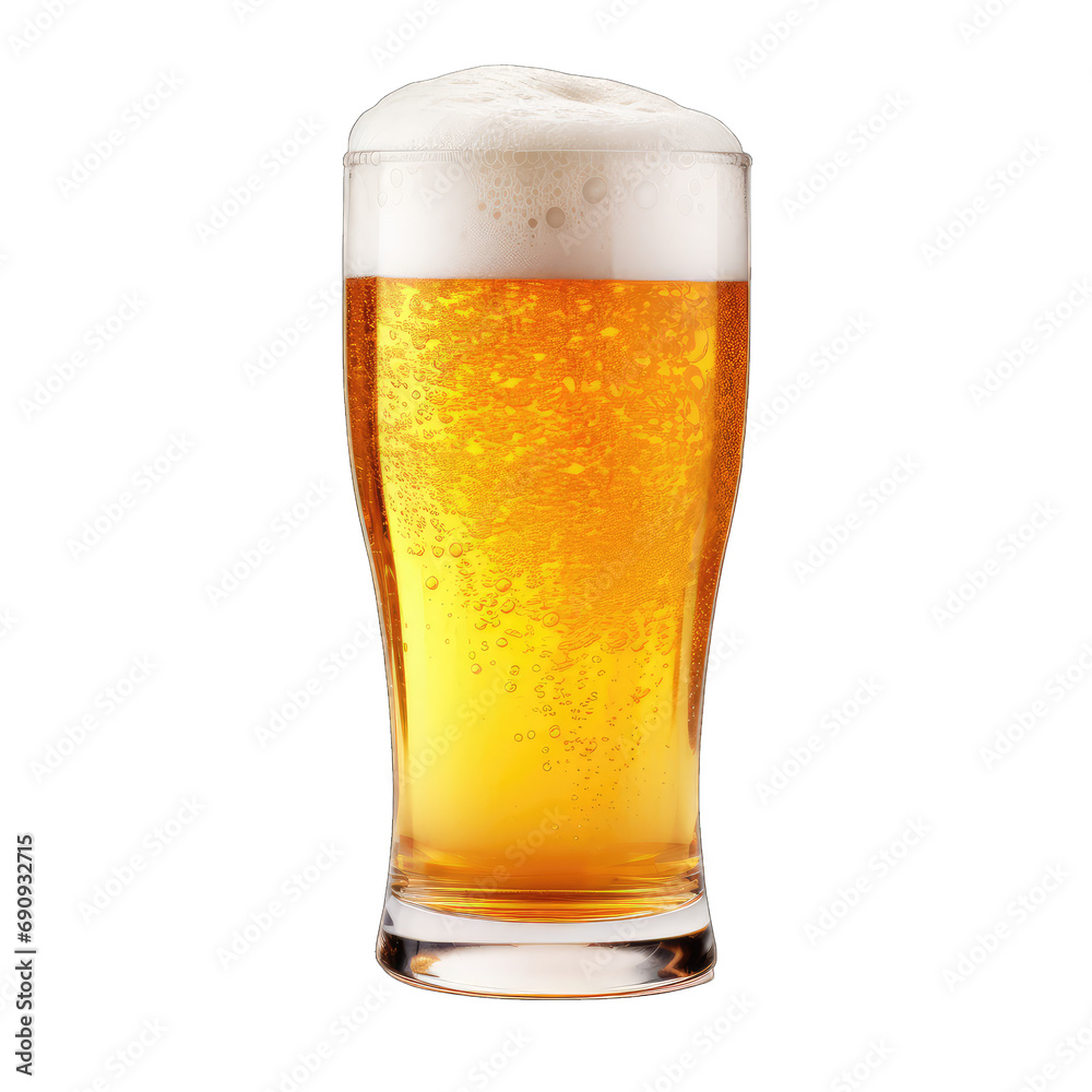Glass of beer isolated on transparent or white background, png