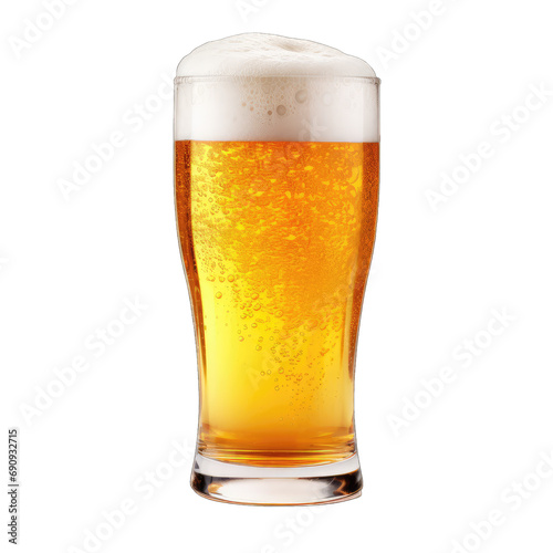 Glass of beer isolated on transparent or white background, png