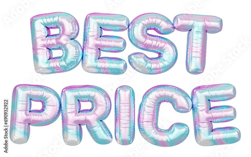 Holographic balloon 3d text. Typography. 3D illustration. Best Price.