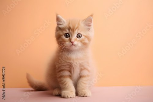 Cute little kitten, the colors of 2024 peach fuzz.