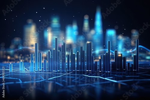 Glowing chart of investment financial data. Graph of financial growth. Business concept of investing wisely and increasing wealth.