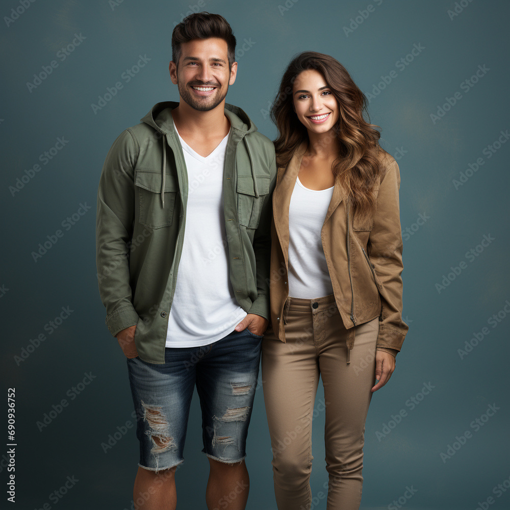 Handsome man and beautiful female model studio portrait. Group of stylish trendy people as magazine shot. Handsome man and beautiful female model studio portrait. Group of stylish trendy people as magazine shot.