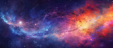 A vibrant cosmic galaxy background with swirling colors, evoking a sense of enchantment and wonder.