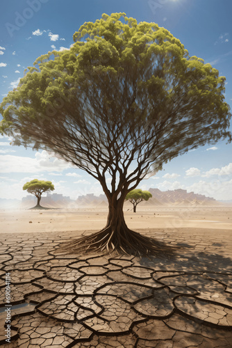 Prioritize Our Planet  Climate Warning  and Desertification Alert. generative AI