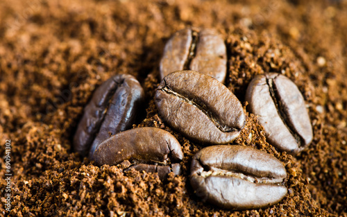 coffee beans and milled coffee, close up © E.O.