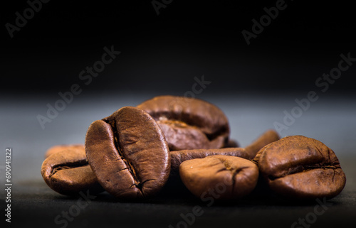 coffee beans on a stone black board