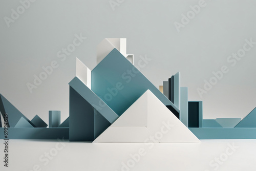 Sleek Monochrome Desktop Wallpaper, Minimalist Geometric Design. generative AI