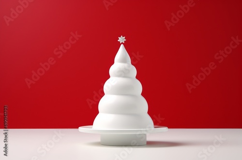 Minimalistic White Christmas Tree on Table