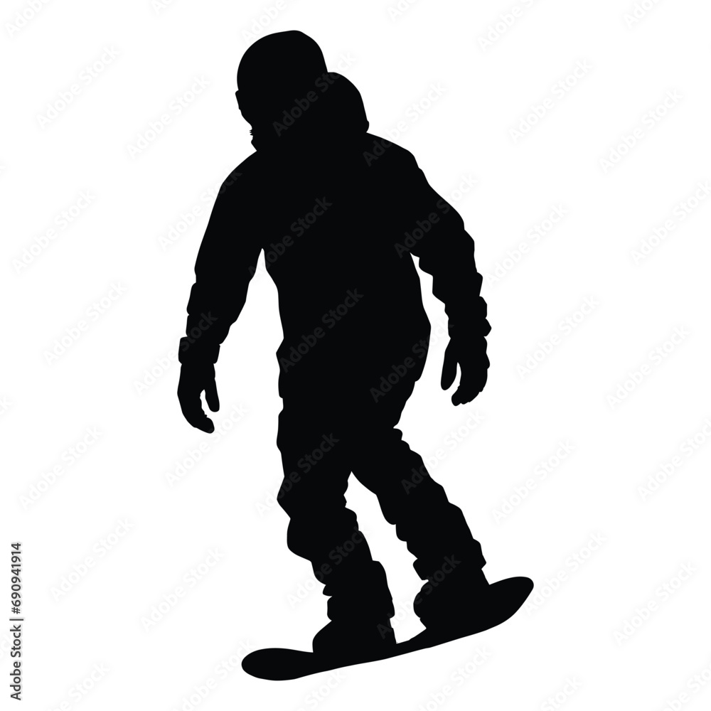 silhouette of snowboarder