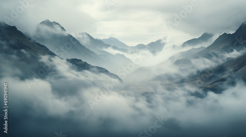 mountains in the clouds