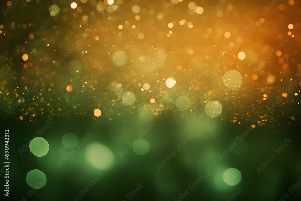 Obraz premium abstract green background with lights and bokeh 