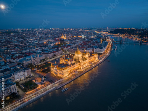 Hungarian Parliament Budapest Aerial