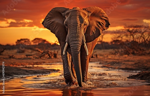 elephants and dusk . © tongpatong