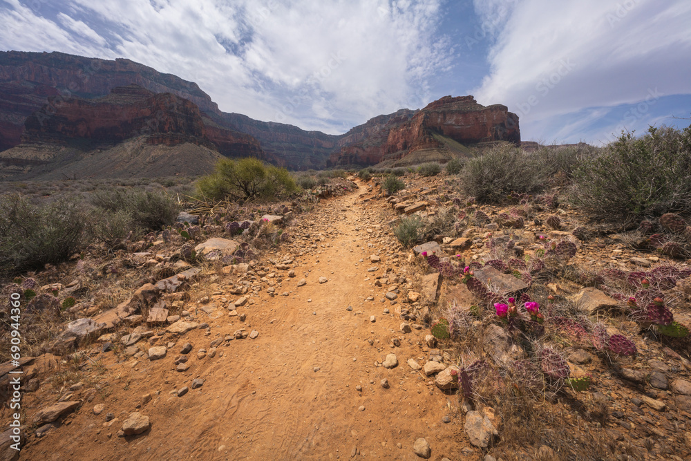 hiking the tonto trail in the grand canyon national park, arizona, usa