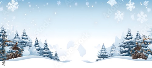 christmas background with snow and trees © fraudiana